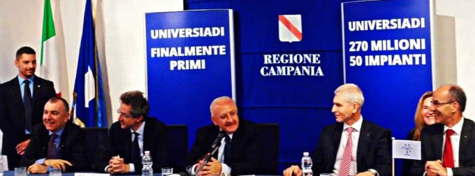 Sulle Universiadi Vincenzo De Luca dopo annunci in pompa magna e faraonici manifesti continua a mentire!