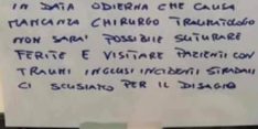 SANITÀ: VERGOGNOSO, AL PS DI AVERSA MANCA UN CHIRURGO E UN CARTELLO AVVERTE: NIENTE SUTURE PER NESSUNO